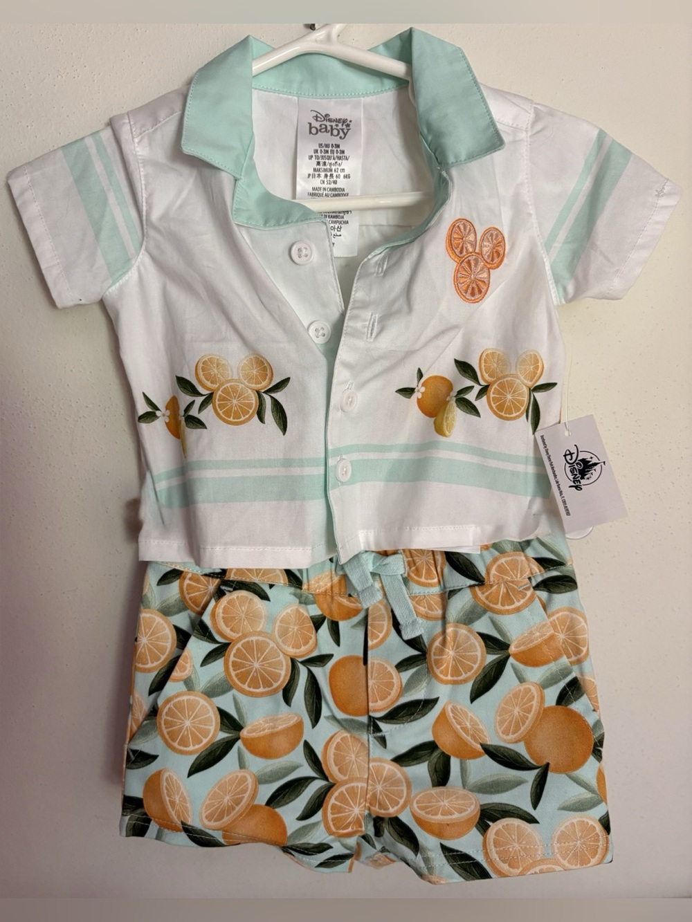 Disney Baby Orange Mickey tropical outfit